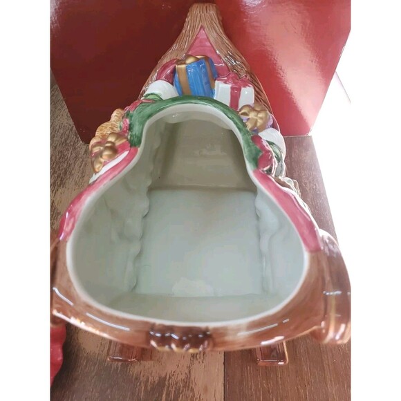 Fitz and Floyd ~ 2003 Retired Santa's Sleigh Christmas Cookie Jar In Box W/Box - Picture 5 of 10